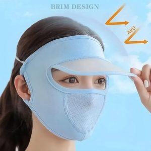 Full Face UV Protection Cap with Built-in Mask and Wide Brim Visor