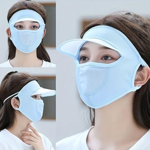 Full Face UV Protection Cap with Built-in Mask and Wide Brim Visor